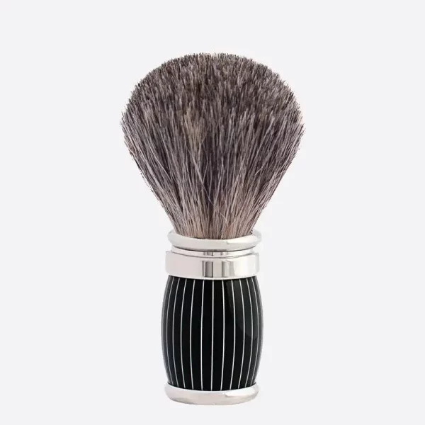Blaireau Gris de Russie laqué rétro et laiton chromé Plisson